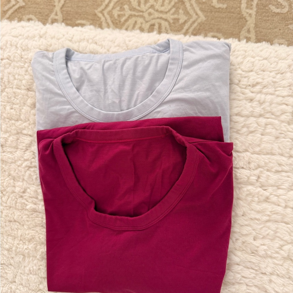 lululemon athletica Short Sleeve Tees - Light Blue and Red